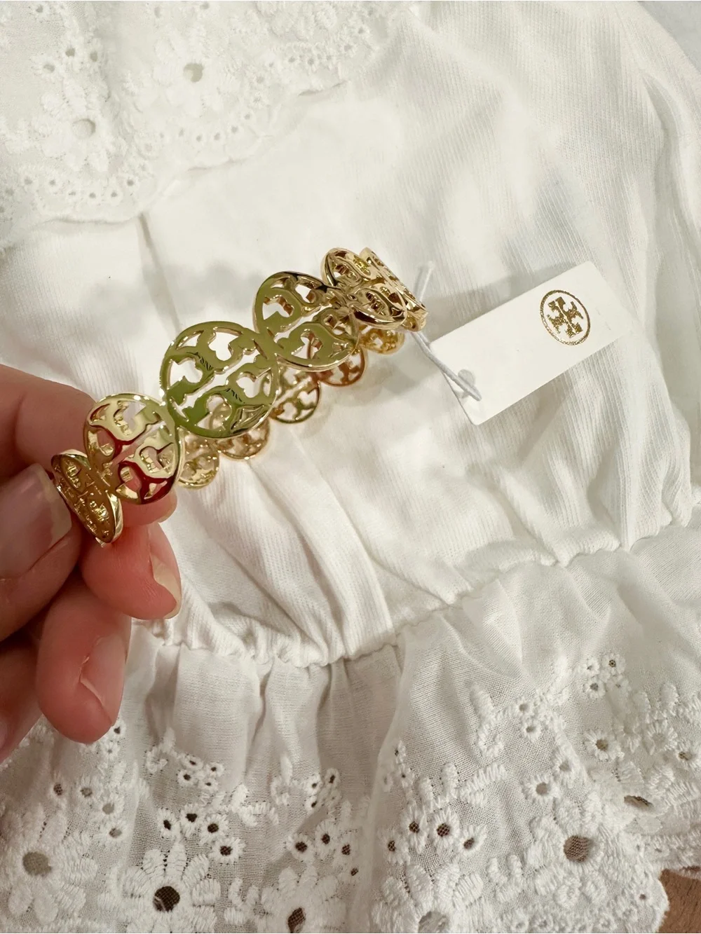 Tory Burch Gold Logo Adjustable Bangle